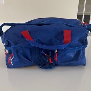 Vintage Wilson Sports Duffle Bag Gear Blue Nylon Pockets 17"x11"x9